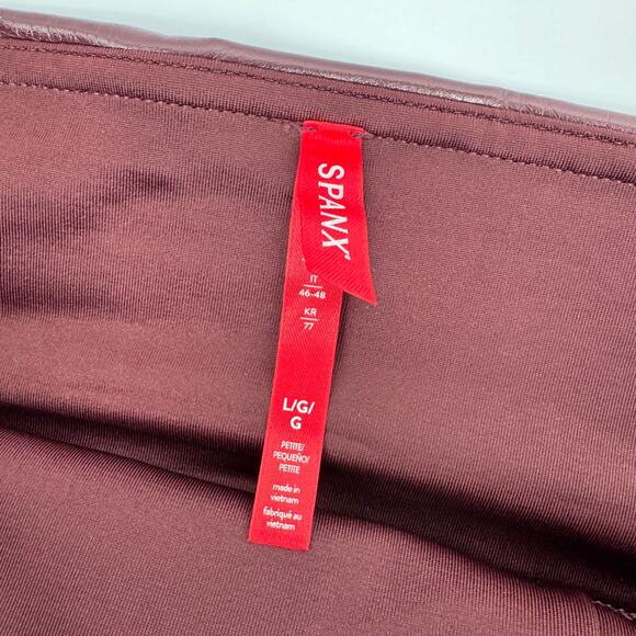 Spanx Patent Leather Leggings Burgundy Red High Shine Size Large - Picture 4 of 8